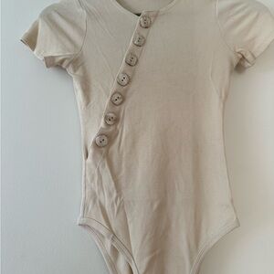 The Line by K Beige Buttoned Kids Bodysuit